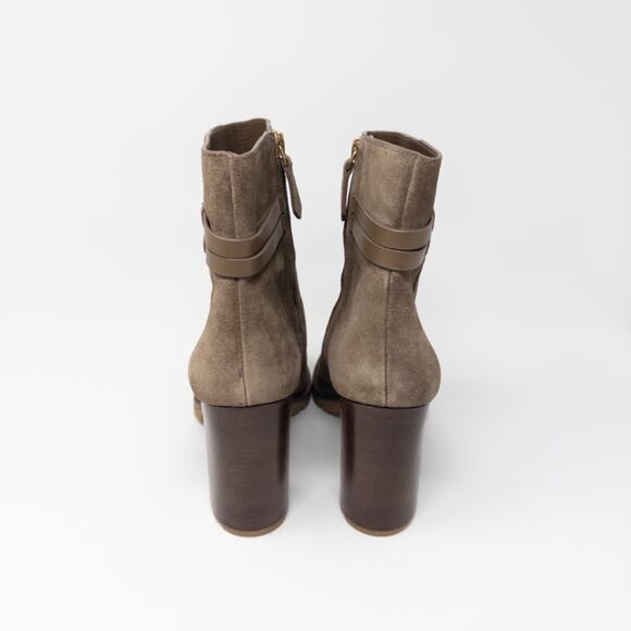 Tory Burch Leigh 90mm Lug Sole Boots River Rock Suede Womens 10 - Picture 5 of 7